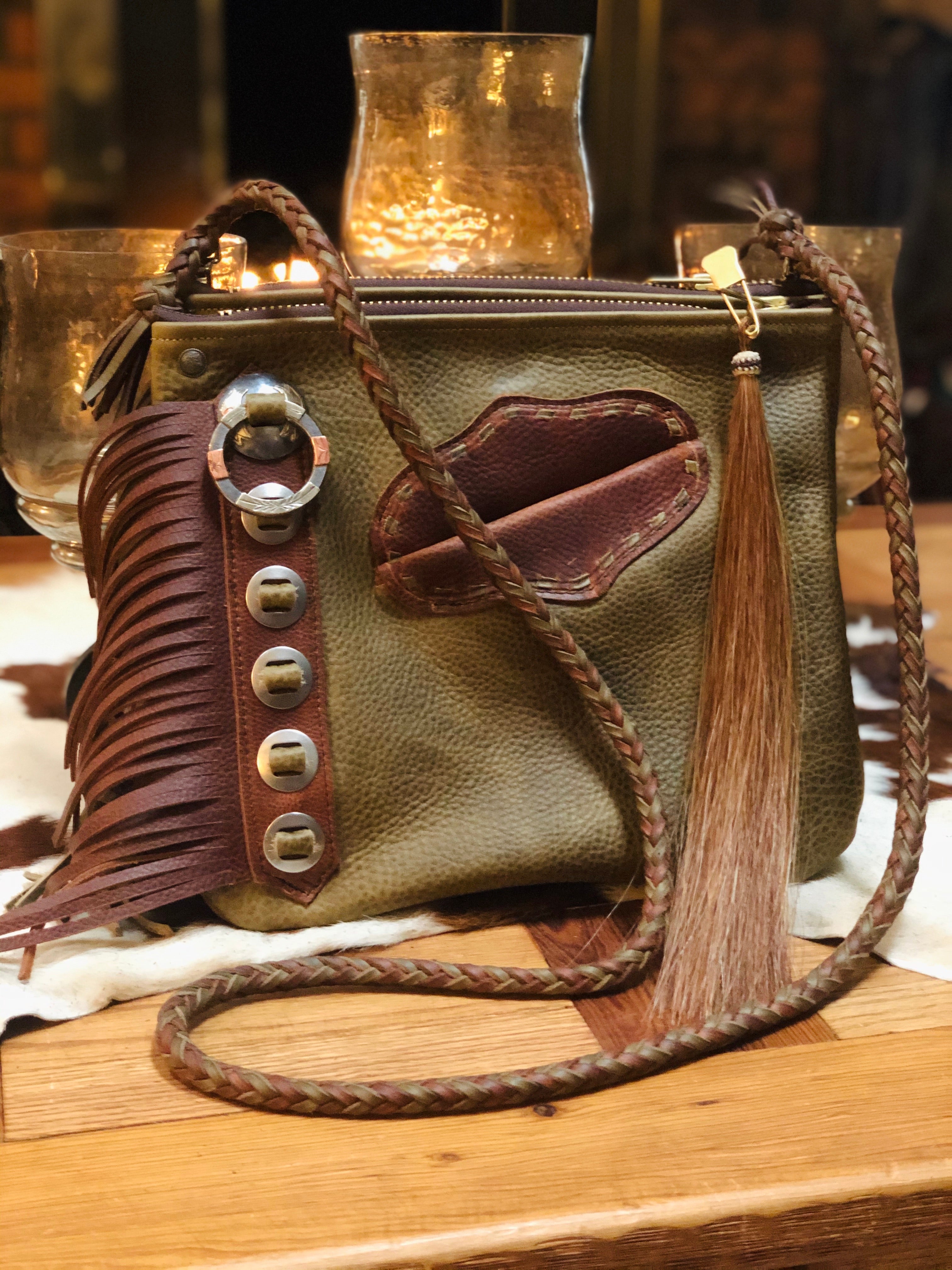 Sage Green/ Carmel Chap Bag
