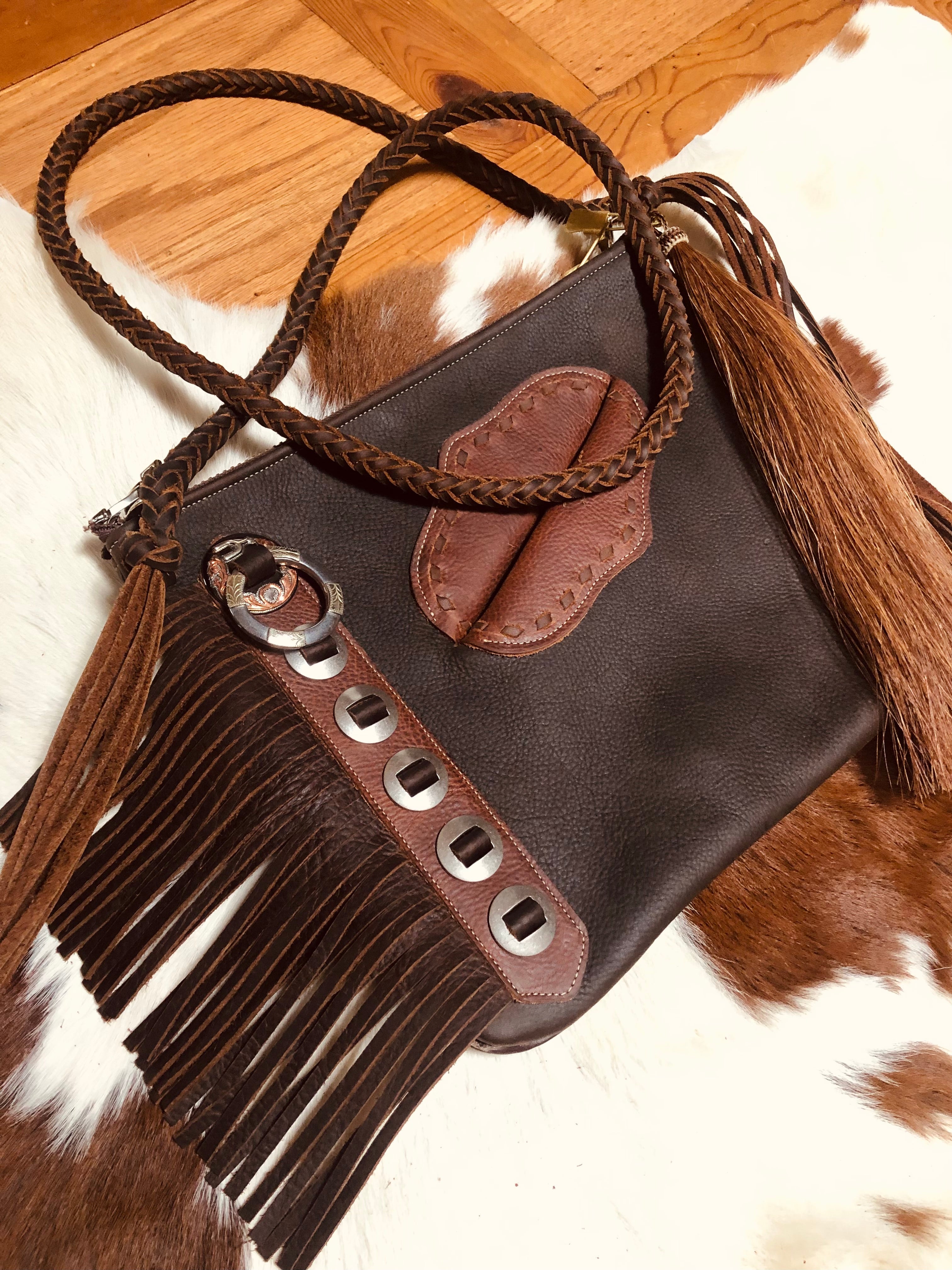 Leather Purse with Fringe - Cowboy Boot Purse with Fringe - Western Shoulder Bag with Fringe