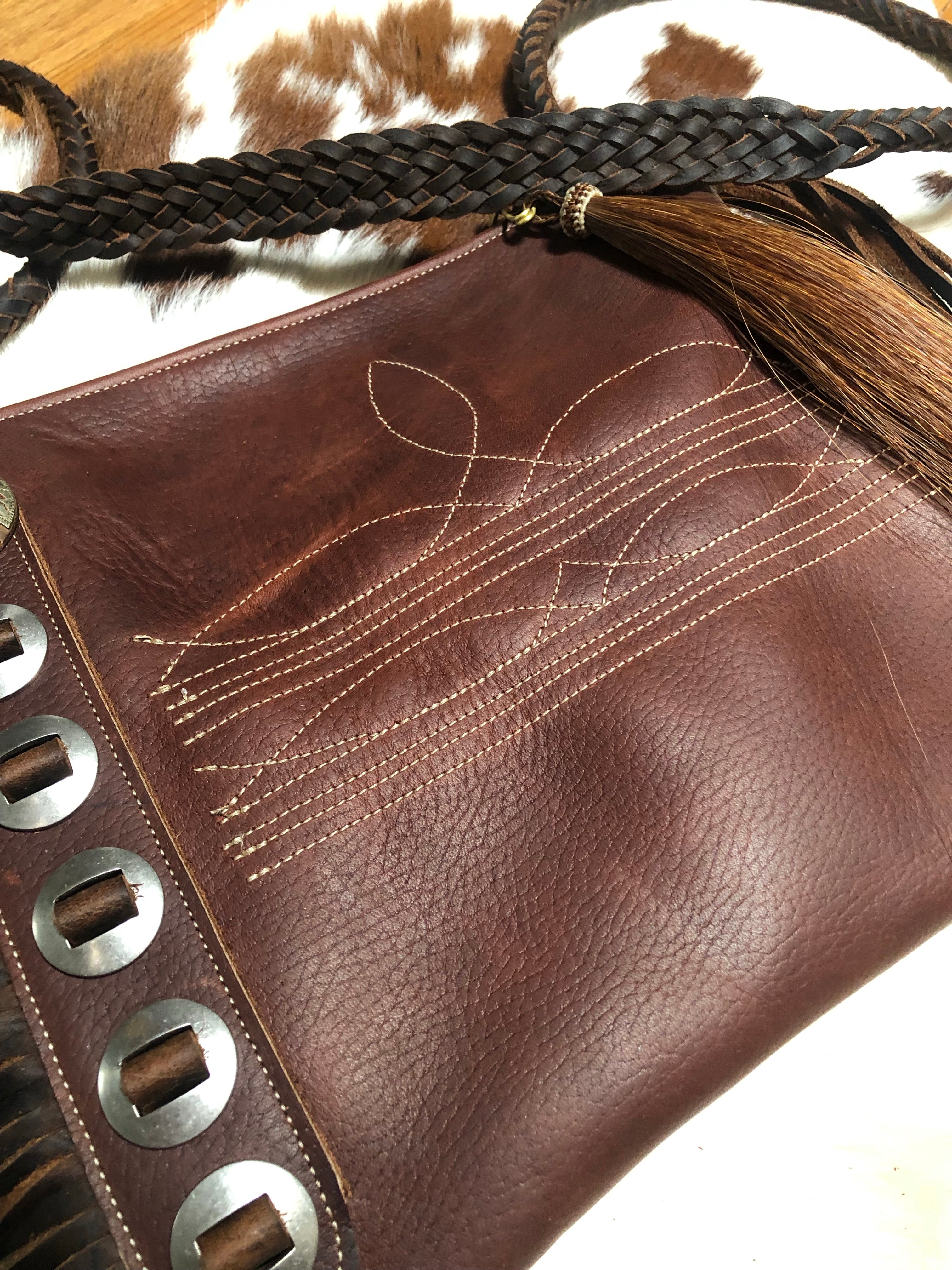 Brown Boot Stitched Chap Bag