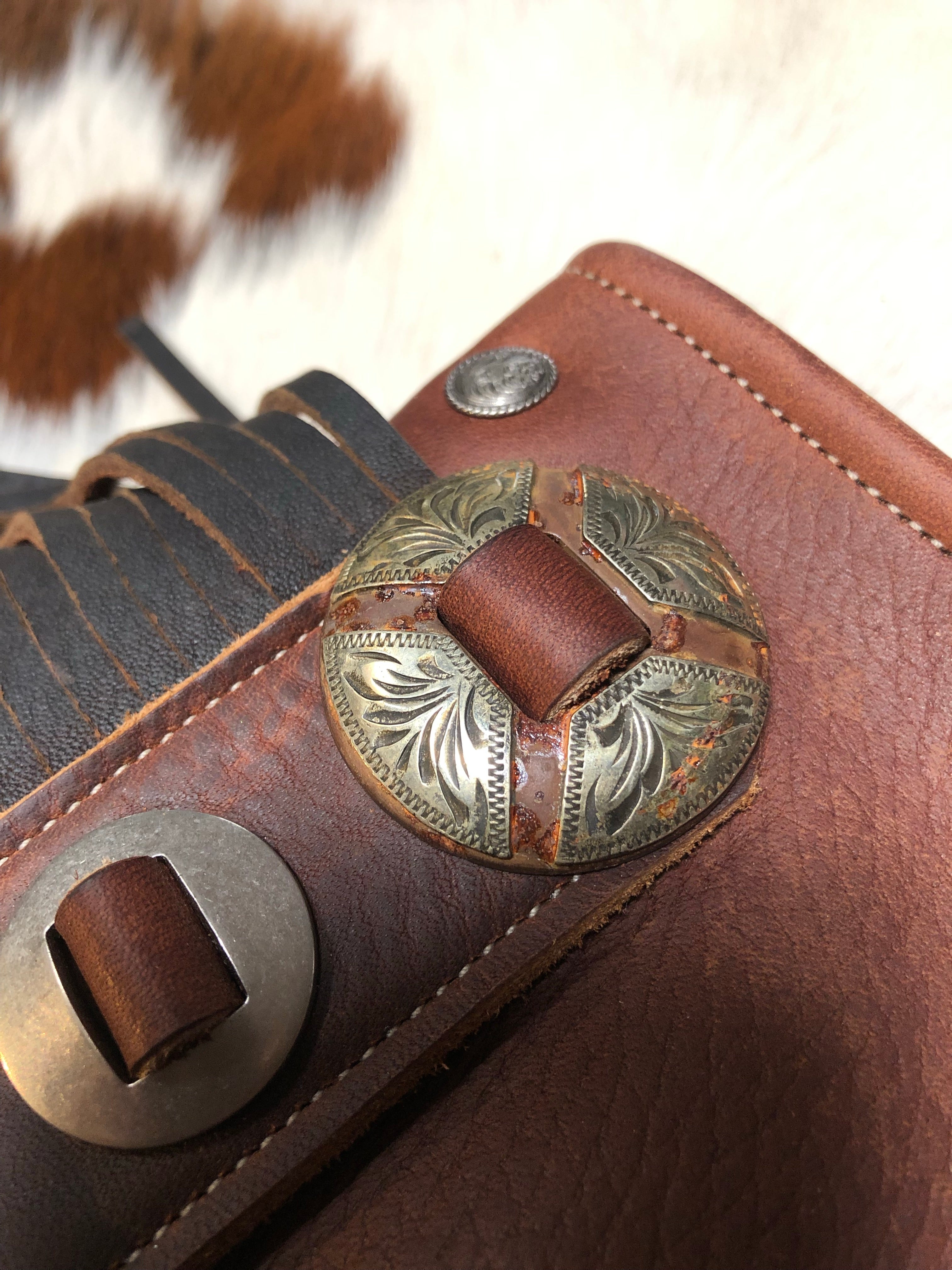 Brown Boot Stitched Chap Bag